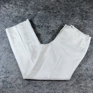 New Liz Claiborne Audra Dress Pants Women's 12 White Linen Blend Straight Leg